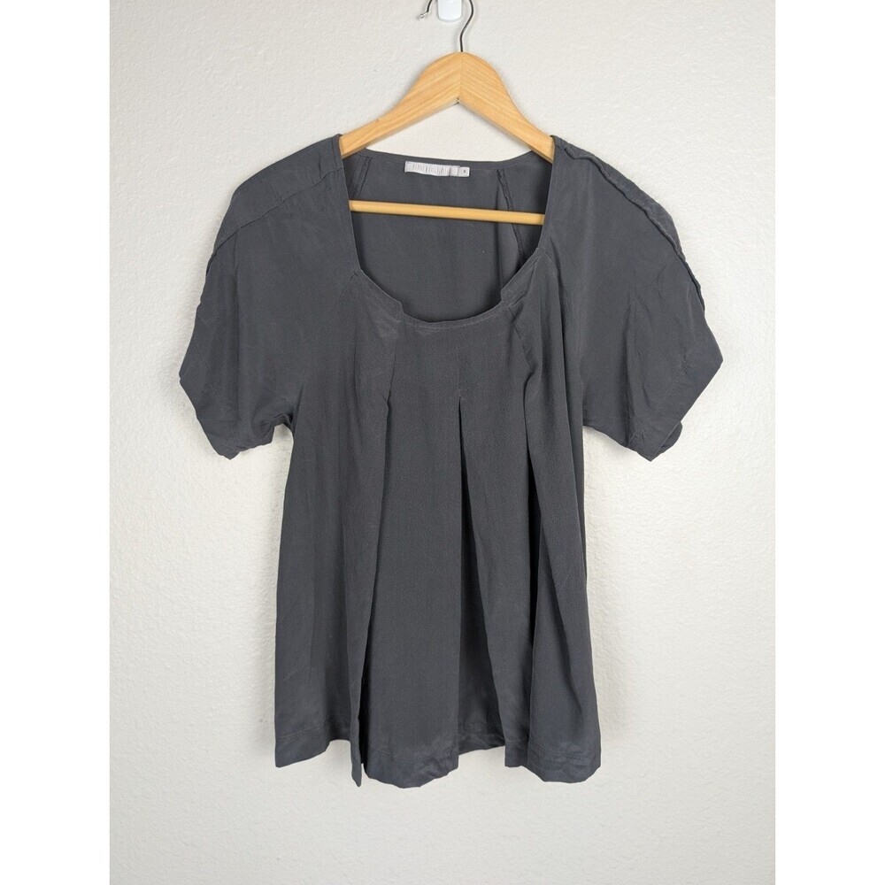 Bill Tornade Silk‎ Gray Top Designer Contemporary Small